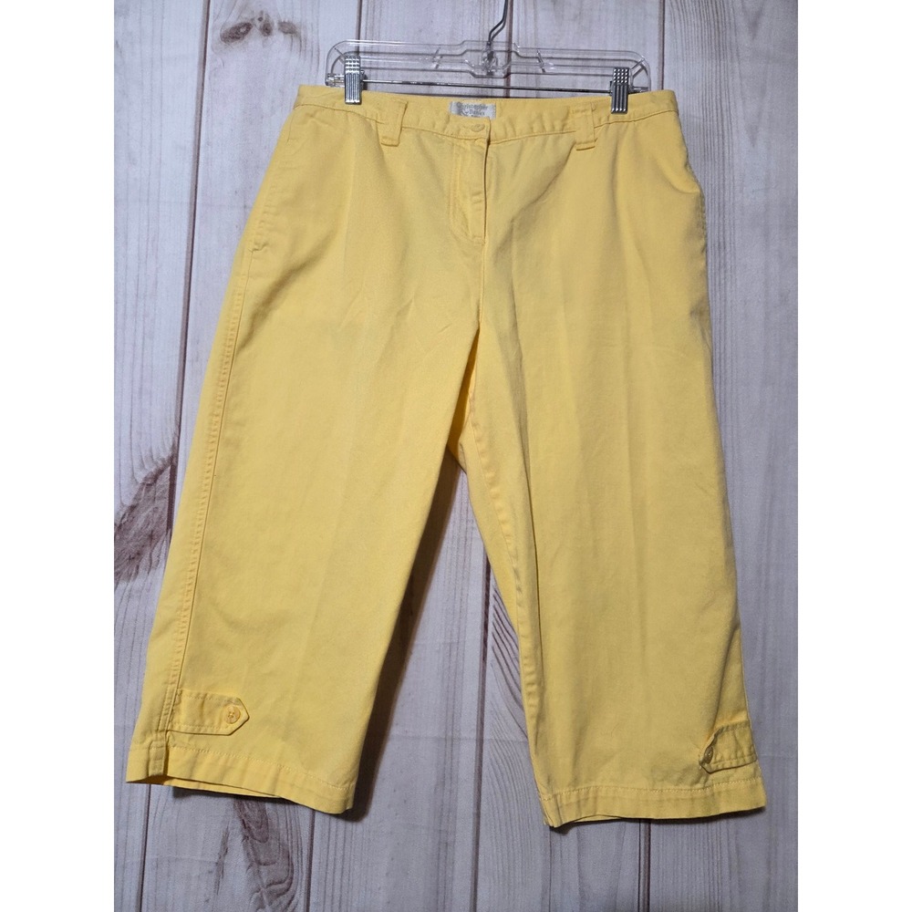 Christopher & Banks Yellow Capri Pants Womens 12P Petite Cotton Cropped